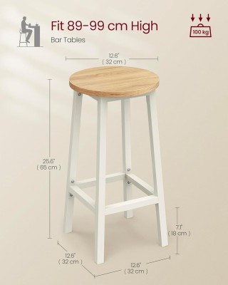 VASAGLE Σετ 2 τμχ Μεταλλικά Σκαμπό 32x32x64cm με Υποπόδιο LBC032W09V1 VASAGLE Σετ 2 τμχ Μεταλλικά Σκαμπό 32x32x64cm με Υποπόδιο LBC032W09V1