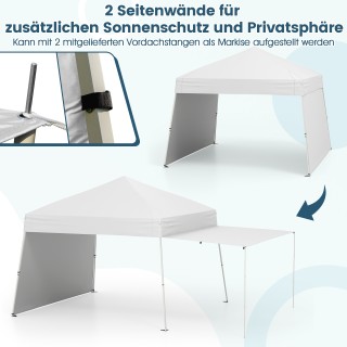 Costway Λευκή Πτυσσόμενη Τέντα 430 x 280 εκ με Μετατρέψιμες Πλευρές...