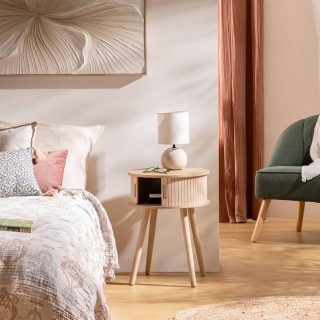 Κομοδίνο Nysos 2 Πόρτες σε Κρεμ Απόχρωση – 54 x 40 x 40 cm 206052A ...