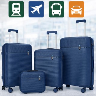 PROVITERA Σετ 3+1 Βαλίτσες Σκληρές με Beauty Case Τρόλεϊ Μπλε Navy ...