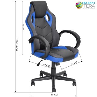 BAKAJI Καρέκλα Gaming Γραφείου Διευθυντική Περιστρεφόμενη Αγωνιστικ...