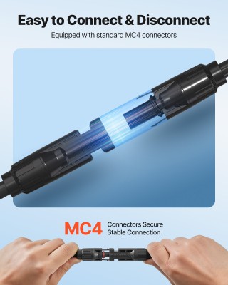 VEVOR Καλώδιο Προέκτασης Φωτοβολταϊκών, 19.81M Μαύρο & Κόκκινο, 10 ...