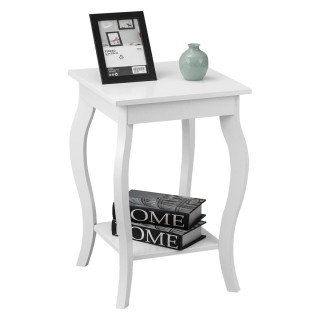 Costway  Μοντέρνο Τετράγωνο Βοηθητικό Τραπέζι με Διπλά Ράφια Αποθήκ...