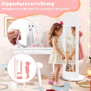 Costway Παιδική Ντουλάπα Κοσμημάτων με Περιστρεφόμενο Καθρέφτη 360°...