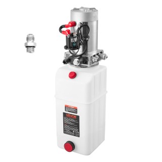 VEVOR Υδραυλική Μονάδα 6L, Μονής Ενέργειας, 12V DC με Μεταλλικό Δοχ...