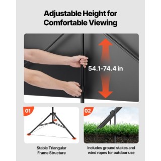 VEVOR Οθόνη Προβολέα με Τρίποδο 80 160° 4K HD 16:9 ZJSTYPMEKSJZ80OE...