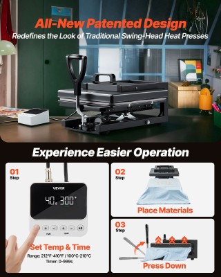 VEVOR Πολυλειτουργική Πρέσα Θερμότητας 8-σε-1, 380 x 380 mm, Μαύρη ... VEVOR Πολυλειτουργική Πρέσα Θερμότητας 8-σε-1, 380 x 380 mm, Μαύρη ...