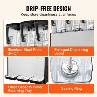 VEVOR Εμπορικός Διανομέας Ποτών 12L x 3 Δεξαμενές Κρύου Χυμού SYYL... VEVOR Εμπορικός Διανομέας Ποτών 12L x 3 Δεξαμενές Κρύου Χυμού SYYL...