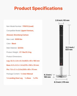 VEVOR Ποδαρικό Σύστημα RV Lead Fifth Wheel 179013 για Lippert Ventu...