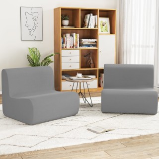 Costway Άνετη Πολυθρόνα Δαπέδου με Μαλακό Βελούδο & Εργονομική Υποσ...