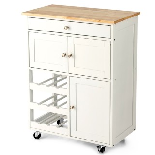 Costway Πολυλειτουργικό Ξύλινο Καρότσι Κουζίνας με Μεγάλο Χώρο Απο... Costway Πολυλειτουργικό Ξύλινο Καρότσι Κουζίνας με Μεγάλο Χώρο Απο...