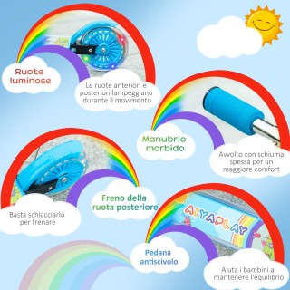 HOMCOM Παιδικό Πατίνι για Παιδιά 3-7 Ετών Αναδιπλούμενο με 2 Τροχού...