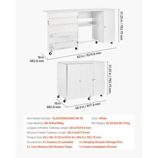 VEVOR Πτυσσόμενο Τραπέζι Ραπτικής με Ντουλάπι, Λευκό – Πολυχρηστικό... VEVOR Πτυσσόμενο Τραπέζι Ραπτικής με Ντουλάπι, Λευκό – Πολυχρηστικό...