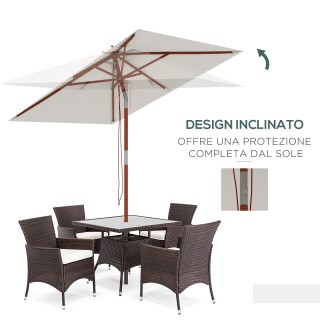 Outsunny Ορθογώνια Κεκλιμένη Ομπρέλα 2x1.5 μ με 6 Ακτίνες και Άνοιγ...