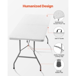 VEVOR Φορητό Πτυσσόμενο Τραπέζι Πικνίκ 180cm με Λαβή SLKHWZDZ6YCBSC...