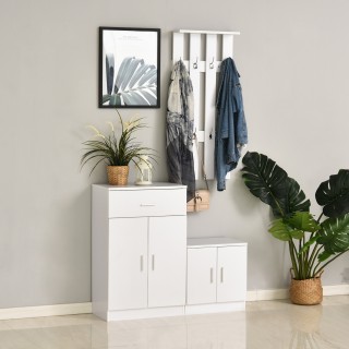 Έπιπλα εισόδου Homcom με σχάρα παπουτσιών και κρεμάστρα σε λευκό ξύ... Έπιπλα εισόδου Homcom με σχάρα παπουτσιών και κρεμάστρα σε λευκό ξύ...