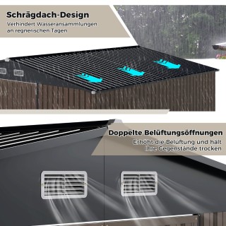 Costway Μεταλλικό Σπιτάκι Εργαλείων 350 x 223 x 197 cm με Κεκλιμένη...