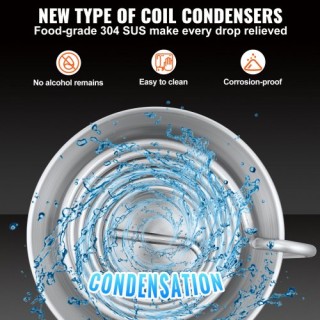 VEVOR  Αποστακτήρας Αλκοόλ 18 Γαλόνια για Οικιακή Παρασκευή Ουίσκι ...