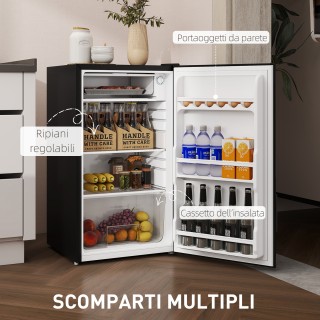 HOMCOM Μικρό Ψυγείο 91L Μονόπορτο Αναστρέψιμο με Καταψύκτη και Ρυθμ...