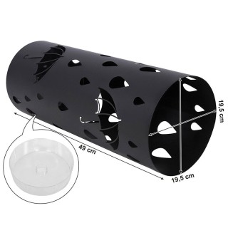 BAKAJI  Σταντ ομπρελοθήκης από σίδερο, στρογγυλό σχέδιο, μαύρο, με ...