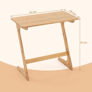 Costway Πλαϊνό Τραπεζάκι Ζ Σχήματος από Μπαμπού σε Φυσική Απόχρωση ...