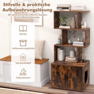 Costway Ντουλάπα Γάτας με Ράφι Βιβλίων και Χώρο για Λεκάνη, 60 x 45...