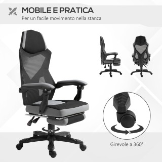 HOMCOM Εργονομική Καρέκλα Γραφείου Vinsetto, Ρυθμιζόμενη Ύψος, Ανακ...