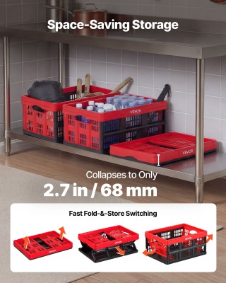 VEVOR Πλαστικά Πτυσσόμενα Κουτιά Αποθήκευσης 32L, Σετ 3 Τεμαχίων, Σ...