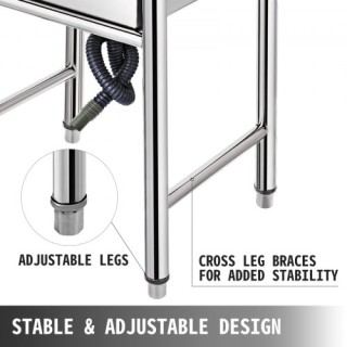 VEVOR Χειροποίητος Νεροχύτης Ανοξείδωτος 1 Θέσης 17.5x10x16.5  60X6...