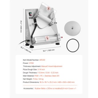 VEVOR Αυτόματος Επαγγελματικός Πλάστης Ζύμης 14 Ιντσών 370W DDPSBYM... VEVOR Αυτόματος Επαγγελματικός Πλάστης Ζύμης 14 Ιντσών 370W DDPSBYM...