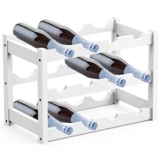 BAKAJI  Λευκή Μπαμπού Κάβα Κρασιών με 12 Θέσεις για Μπουκάλια Ποτών...