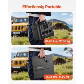 VEVOR Φορητός Σταθμός Ενέργειας 1800W με 200W Ηλιακό Πάνελ, Μπαταρί...
