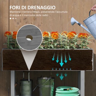 Outsunny  Υπερυψωμένη Ζαρντινιέρα με Κάτω Ράφι και 2 Οπές Αποστράγγ...