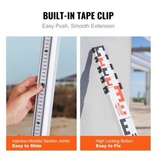 Τηλεσκοπική Ράβδος Μέτρησης VEVOR 5M με Αλφάδι & Τσάντα  GZCLG5M000...