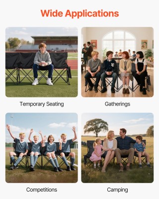 VEVOR Φορητός Αναδιπλούμενος Πάγκος 4 Θέσεων με Πλάτη, Μαύρο 63x17x... VEVOR Φορητός Αναδιπλούμενος Πάγκος 4 Θέσεων με Πλάτη, Μαύρο 63x17x...