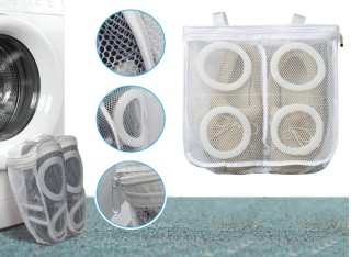 Δίχτυ-Τσάντα Πλυσίματος Παπουτσιών και Εσωρούχων με Φερμουάρ Λευκή ...