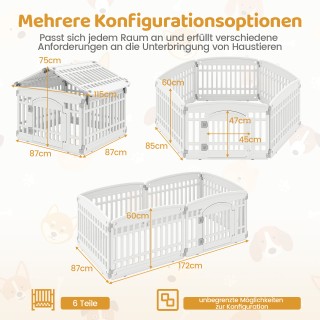 Costway Πτυσσόμενος Εκπαιδευτικός Χώρος Κουταβιών με 6 Πάνελ και Κλ...