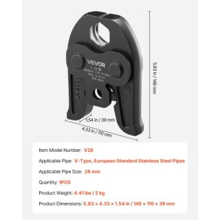 VEVOR Σιαγόνα Πίεσης V28 28mm για Ανοξείδωτους Σωλήνες V-Tύπου JCYL...