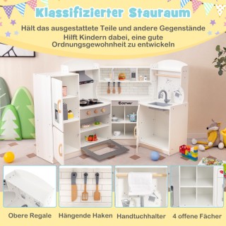 Costway Ξύλινη Παιδική Κουζίνα με Φως και Ήχο TM10080