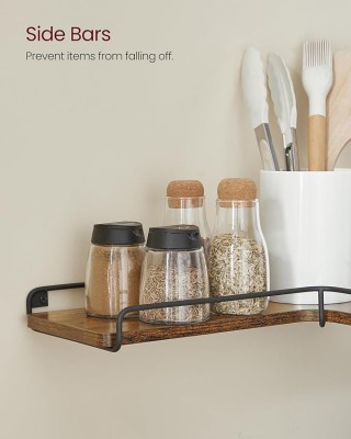 Σετ Επιτοίχια  Ράφια  2 τμχ  Χρώματος  Ρουστίκ Καφέ και Μαύρο  Vasa...