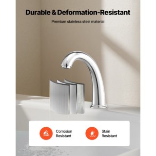 VEVOR Καταρρακτώδης Μπαταρία Μπανιέρας 3 Οπών με Ψηλή Καμπύλη & Θερ...