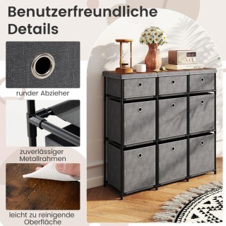 Costway Γκρι Συρταριέρα με Μεταλλικό Σκελετό και Πτυσσόμενους Υφασμ...