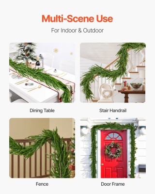 VEVOR Χριστουγεννιάτικο Γιρλάντα Faux Norfolk 6ft για Τζάκι SDHDNFK...