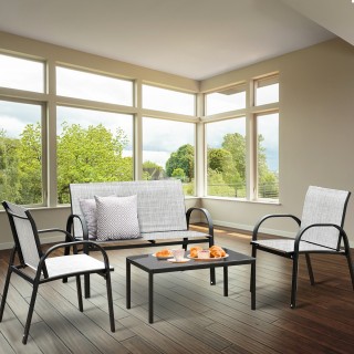 Σετ επίπλων βεράντας 4 τεμαχίων 80 × 45 × 37 cm Γκρι HW65848GR Costway