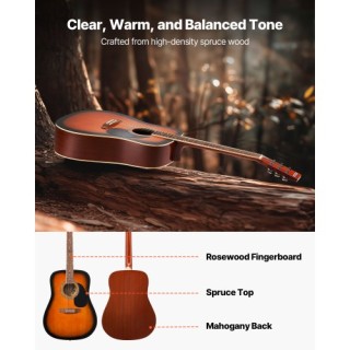 VEVOR Δέσμη Αρχαρίων Ακουστικής Κιθάρας Dreadnought 41 Sunburst με ...