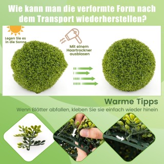 Costway Διακοσμητικές Τεχνητές Μπάλες Μπούξουμ 50 εκ. από Υψηλής Πο...