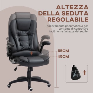 HOMCOM  Καρέκλα Γραφείου από Συνθετικό Δέρμα PU με Αναδιπλούμενα Μπ...