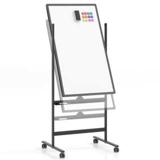 Costway Διπλής Όψης Πίνακας Whiteboard με Ρυθμιζόμενο Ύψος και Αξεσ...