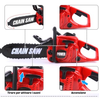 BAKAJI  Παιδικό Παιχνίδι Αλυσοπρίονο Λειτουργικό Ηλεκτρικό με Ρεαλι...