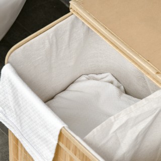 HOMCOM Καλάθι Απλύτων 90L Πτυσσόμενο με 2 Διαμερίσματα, Καπάκι και... HOMCOM Καλάθι Απλύτων 90L Πτυσσόμενο με 2 Διαμερίσματα, Καπάκι και...